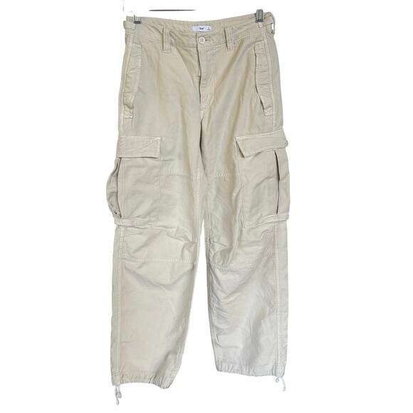 Tna Aritzia Cream Cargo Baggy Combat Pants Pockets Streetwear Dystopian Size 0 - Picture 1 of 12